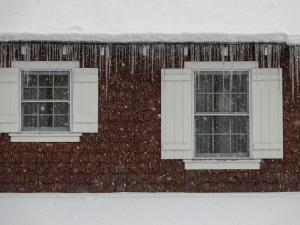 dangerous ice dam on house