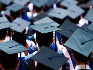 students wearing graduation caps