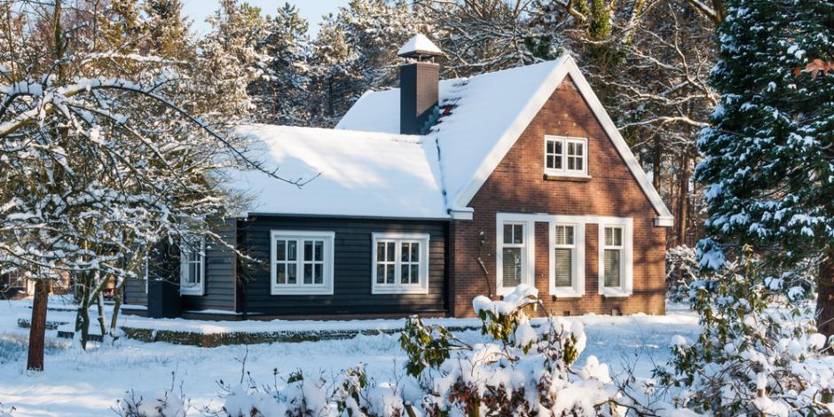 Maine home in snowy winter woods