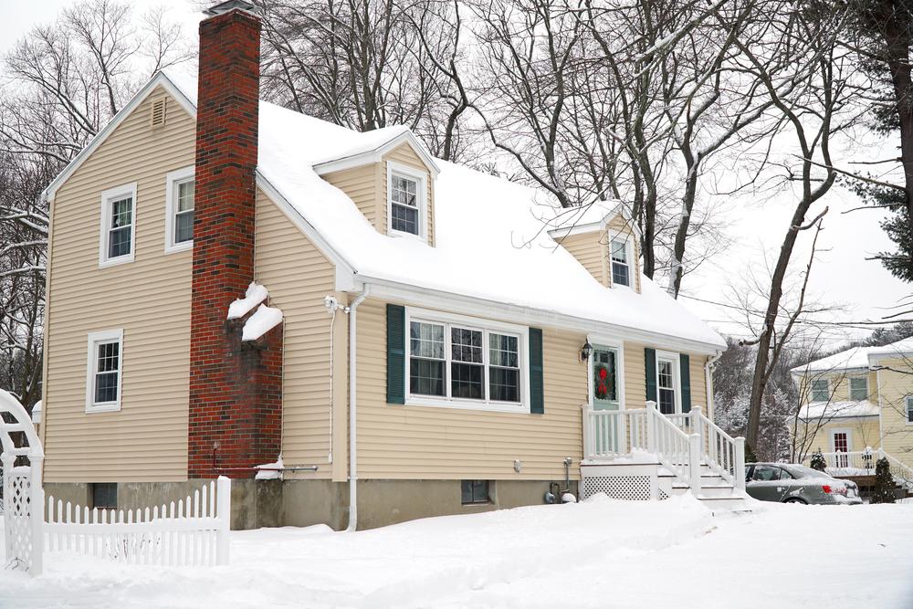 new england home in winter