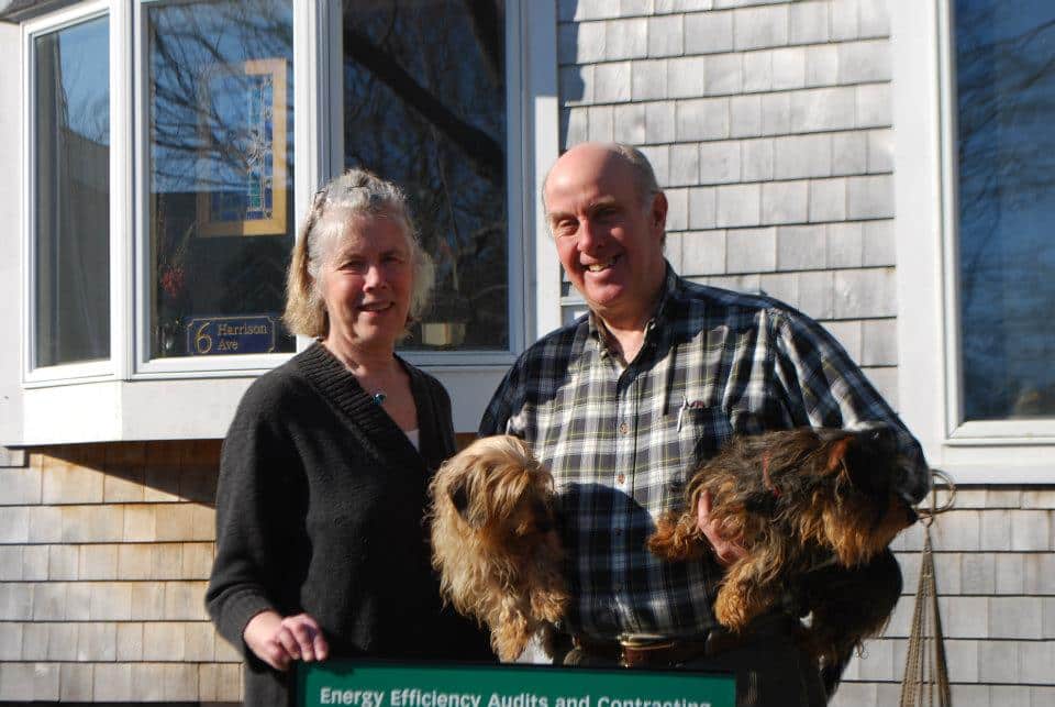Happy Customers, Misty and Jim and their two cute dogs.