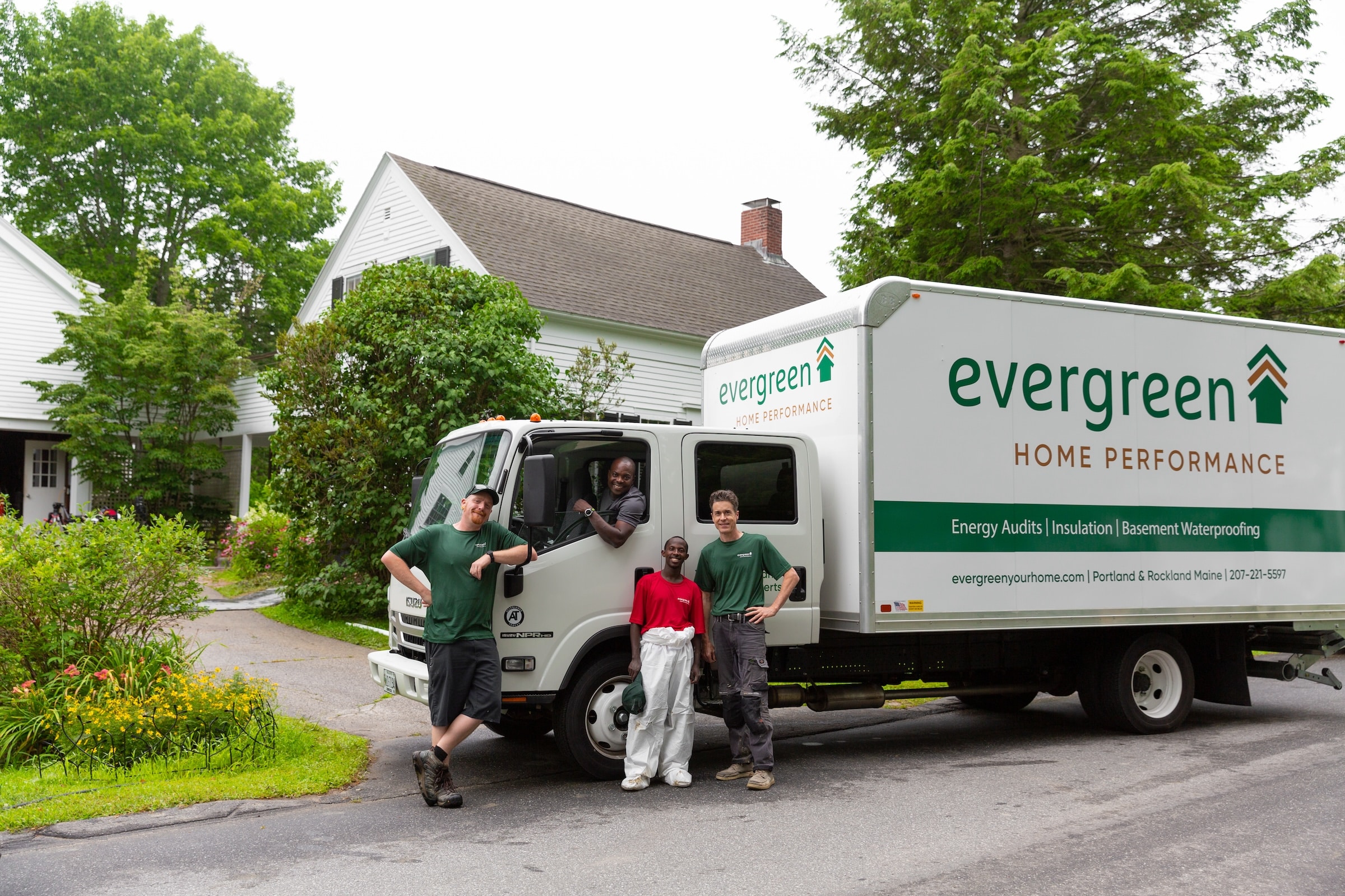 Evergreen Home Performance crew on box truck